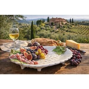 Carraro Italy 1970s Majolica Grape Lattice Serving Platter Model 1221, 14x12”